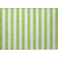 Photo of Green and White Striped Washable Non Skid Indoor Outdoor Area Rug