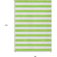 Photo of Green and White Striped Washable Non Skid Indoor Outdoor Area Rug