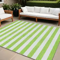 Photo of Green and White Striped Washable Non Skid Indoor Outdoor Area Rug