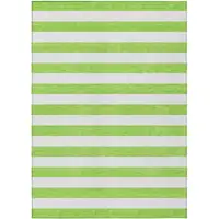 Photo of Green and White Striped Washable Non Skid Indoor Outdoor Area Rug