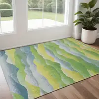 Photo of Green and Yellow Abstract Non Skid Area Rug