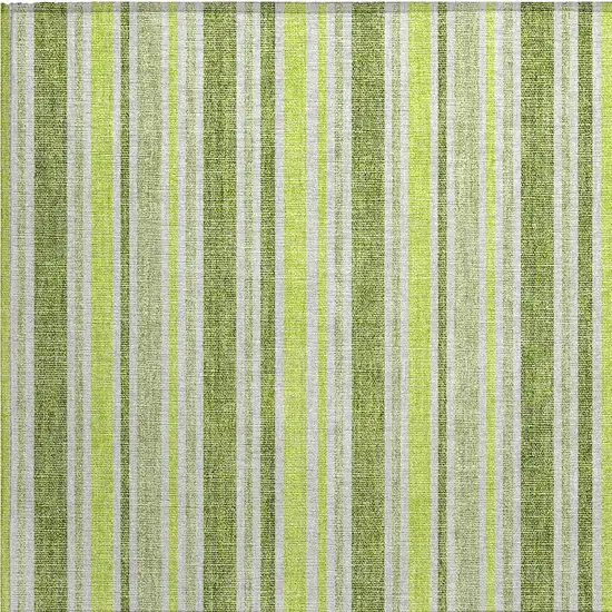 Green and Yellow Striped Washable Non Skid Indoor Outdoor Area Rug Photo 6