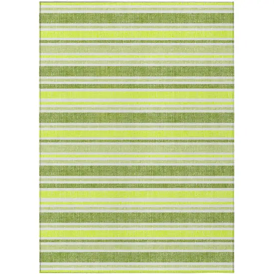 Green and Yellow Striped Washable Non Skid Indoor Outdoor Area Rug Photo 2