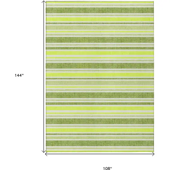 Green and Yellow Striped Washable Indoor Outdoor Area Rug Photo 3