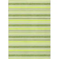 Photo of Green and Yellow Striped Washable Non Skid Indoor Outdoor Area Rug