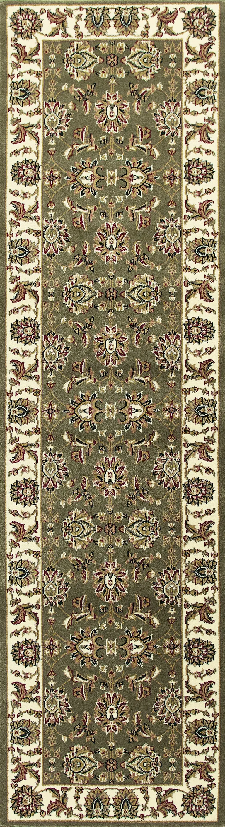 Green or Ivory Traditional Runner Rug Photo 3