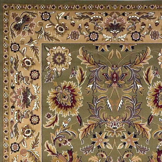 Green or Taupe Floral Bordered Area Rug Photo 3