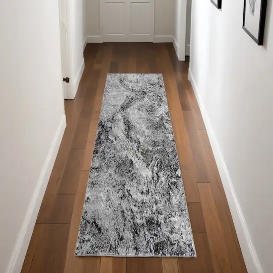 2' X 8' Grey Abstract Area Rug Photo 1