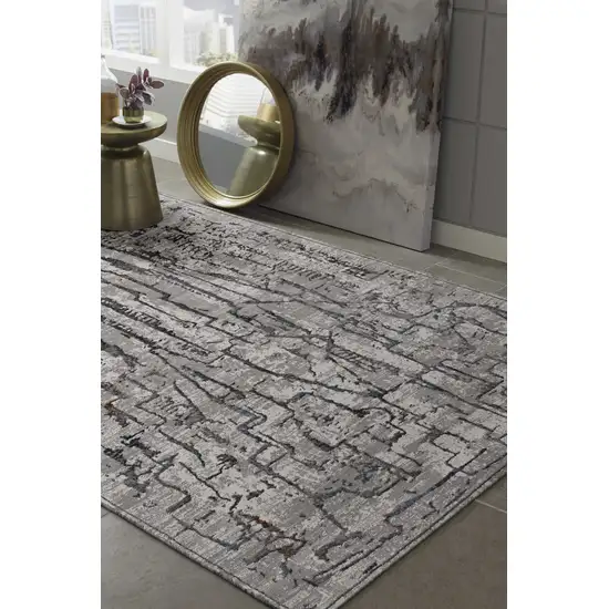 Grey Abstract Lines Area Rug Photo 3