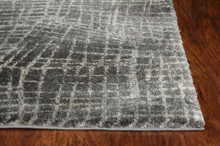 Grey Abstract Lines Runner Rug Photo 2