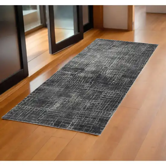 2' X 7' Grey Abstract Lines Runner Rug Photo 2