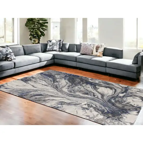 Grey Abstract Marble Design Indoor Area Rug Photo 1