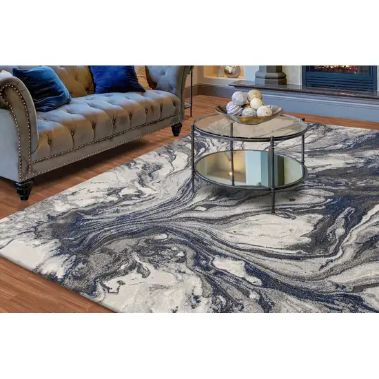 Grey Abstract Marble Design Indoor Area Rug Photo 3