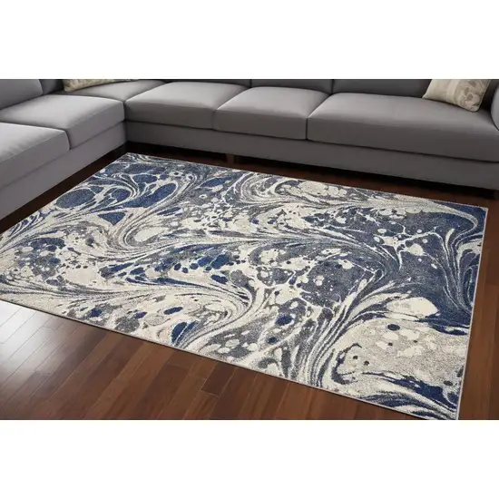 Grey Abstract Marble Design Indoor Area Rug Photo 1