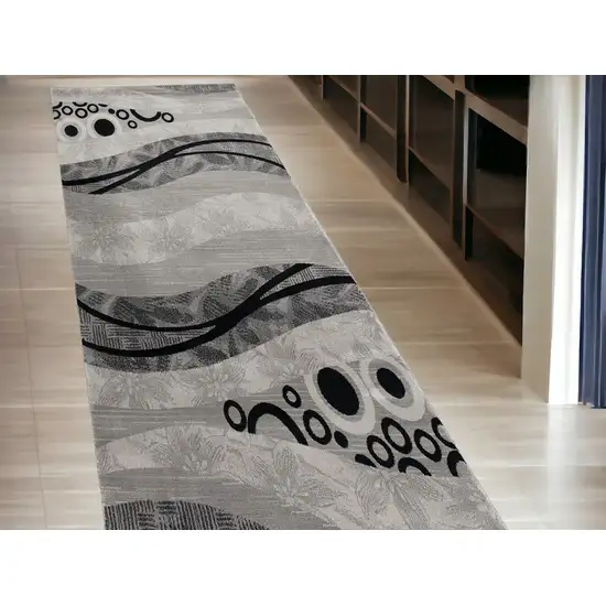 Grey Abstract Power Loom Runner Rug Photo 1