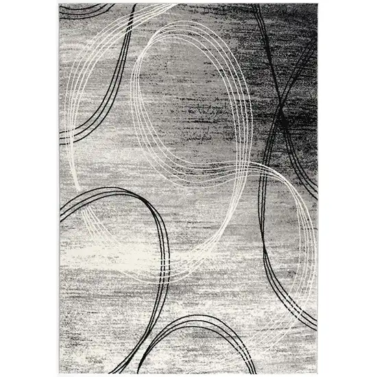 Grey Abstract Power Loom Stain Resistant Area Rug Photo 8