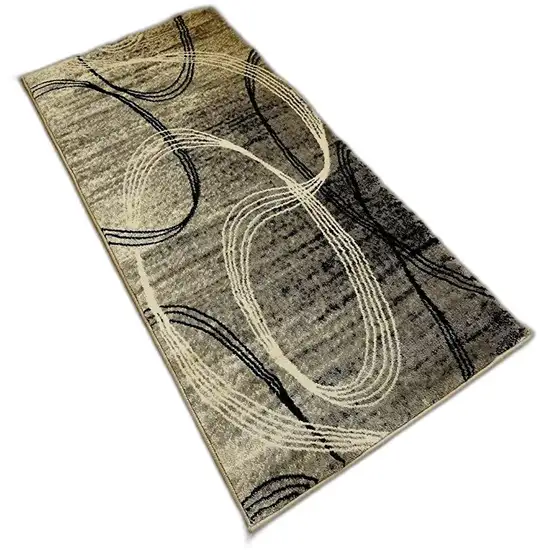 Grey Abstract Power Loom Stain Resistant Area Rug Photo 1