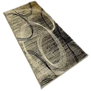 Photo of Grey Abstract Power Loom Stain Resistant Area Rug