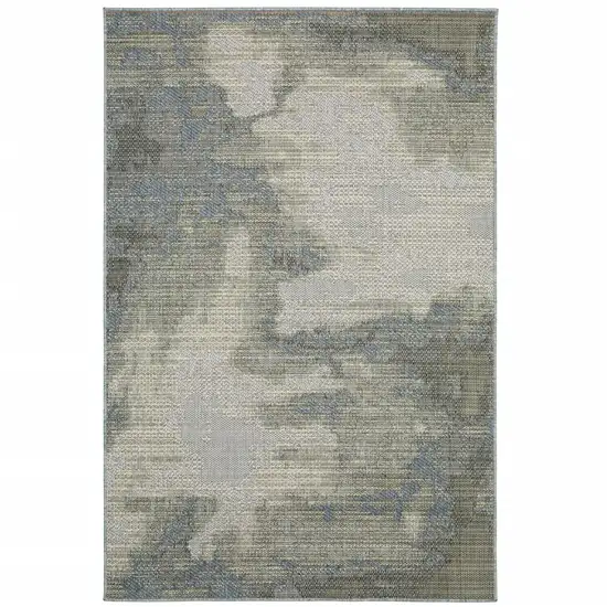 Grey Abstract Stain Resistant Indoor Outdoor Area Rug Photo 1