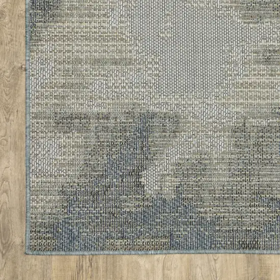 Grey Abstract Stain Resistant Indoor Outdoor Area Rug Photo 9