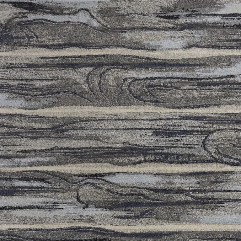 Grey Abstract Wood Design Indoor Area Rug Photo 3