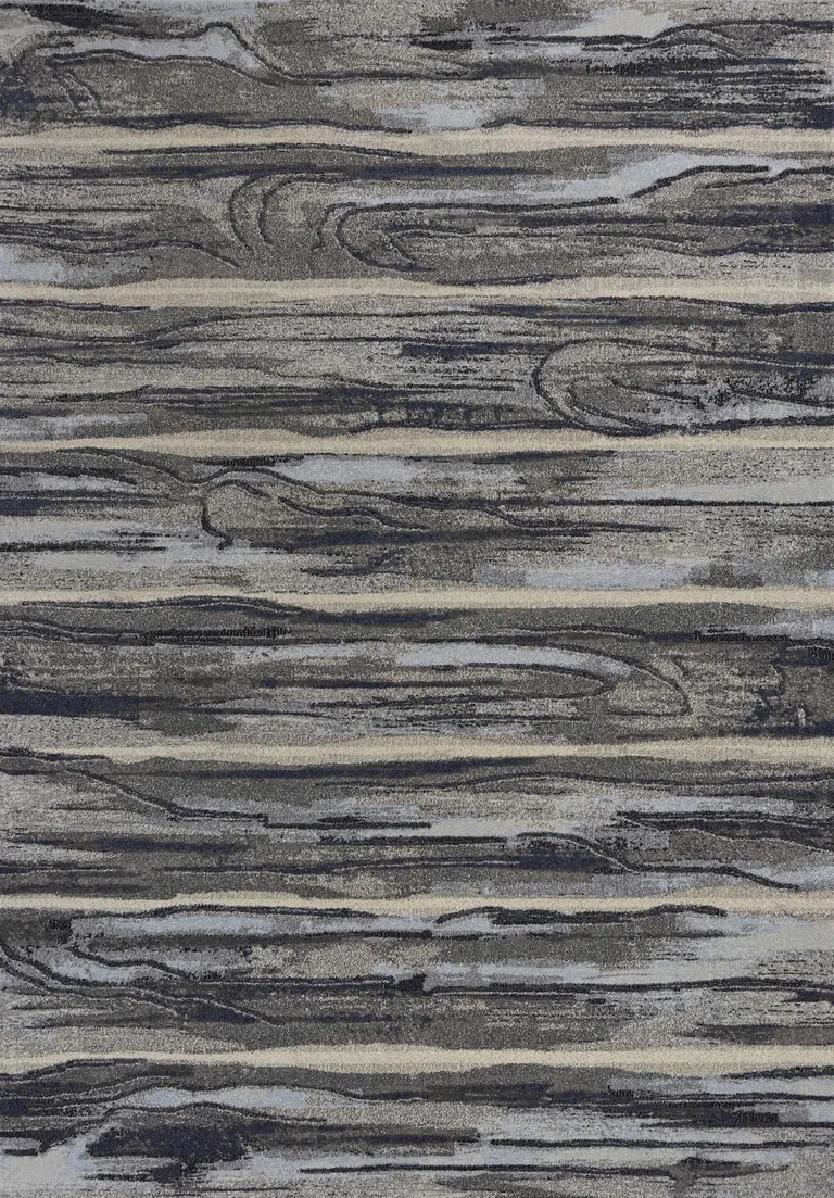 Grey Abstract Wood Design Indoor Area Rug Photo 1