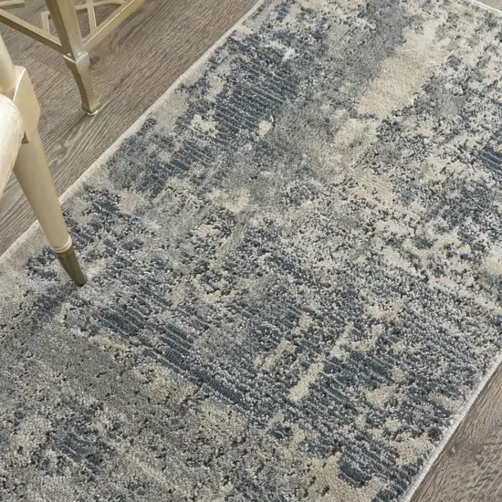 Grey And Beige Abstract Power Loom Non Skid Area Rug Photo 7