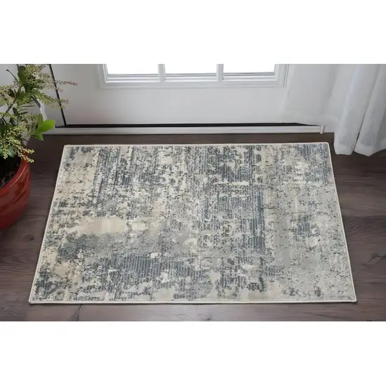 Beige And Gray Abstract Distressed Area Rug Photo 1