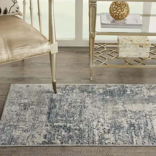 Grey And Beige Abstract Power Loom Non Skid Area Rug Photo 8