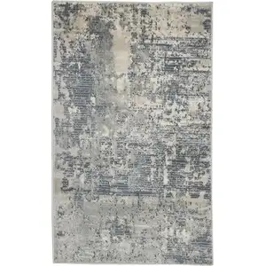 Photo of Grey And Beige Abstract Power Loom Non Skid Area Rug