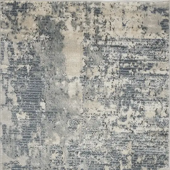 Grey And Beige Abstract Power Loom Non Skid Area Rug Photo 4