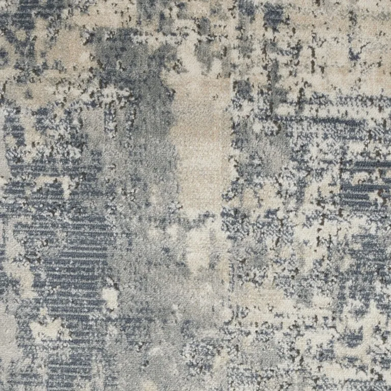 Grey And Beige Abstract Power Loom Non Skid Area Rug Photo 3