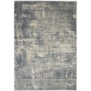 Photo of Grey And Beige Abstract Power Loom Non Skid Area Rug