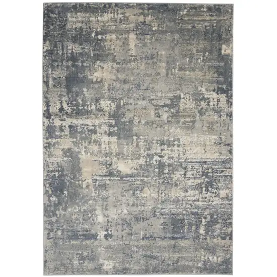 Grey And Beige Abstract Power Loom Non Skid Area Rug Photo 1