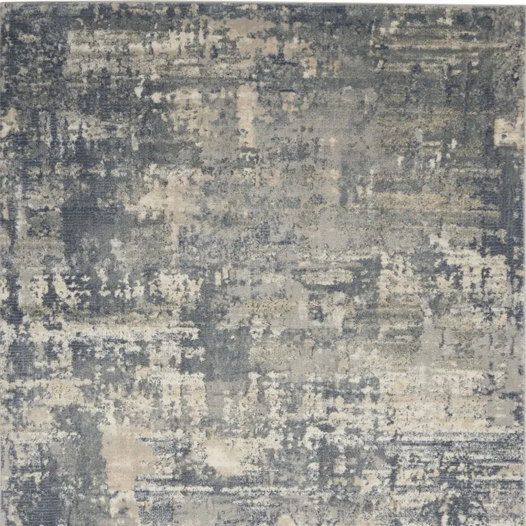 Grey And Beige Abstract Power Loom Non Skid Area Rug Photo 4