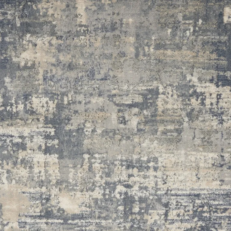 Grey And Beige Abstract Power Loom Non Skid Area Rug Photo 3