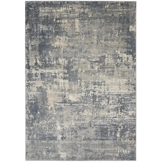 Grey And Beige Abstract Power Loom Non Skid Area Rug Photo 1