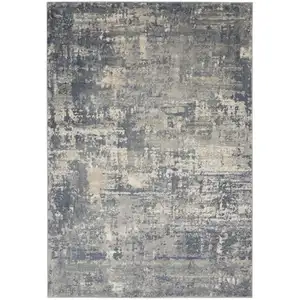 Photo of Grey And Beige Abstract Power Loom Non Skid Area Rug