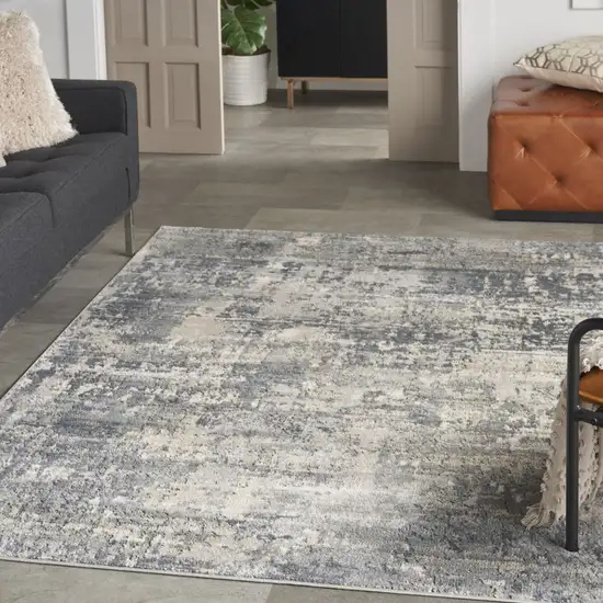 Grey And Beige Abstract Power Loom Non Skid Area Rug Photo 7