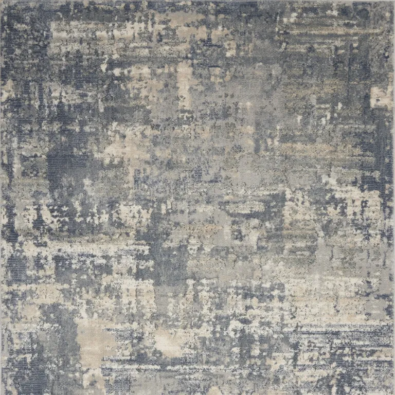 Grey And Beige Abstract Power Loom Non Skid Area Rug Photo 4