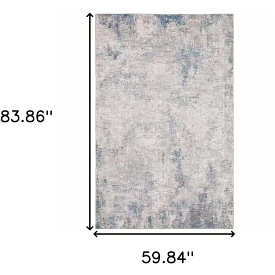 Grey And Blue Abstract Power Loom Stain Resistant Area Rug Photo 10