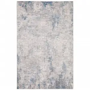 Photo of Grey And Blue Abstract Power Loom Stain Resistant Area Rug