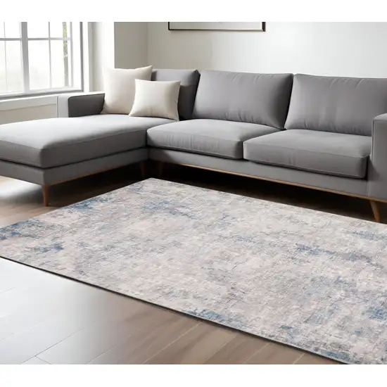 Blue and Gray Abstract Power Loom Area Rug Photo 1