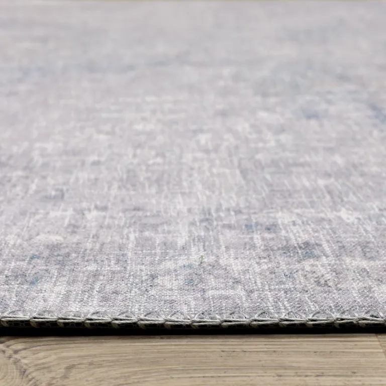 Grey And Blue Abstract Power Loom Stain Resistant Area Rug Photo 4