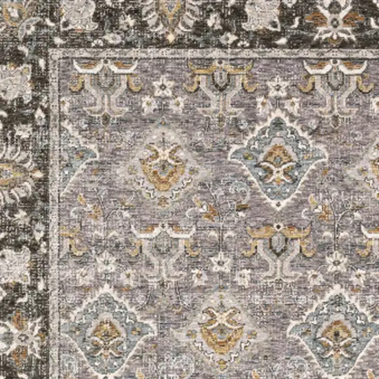 Blue and Gray Oriental Power Loom Area Rug With Fringe Photo 5