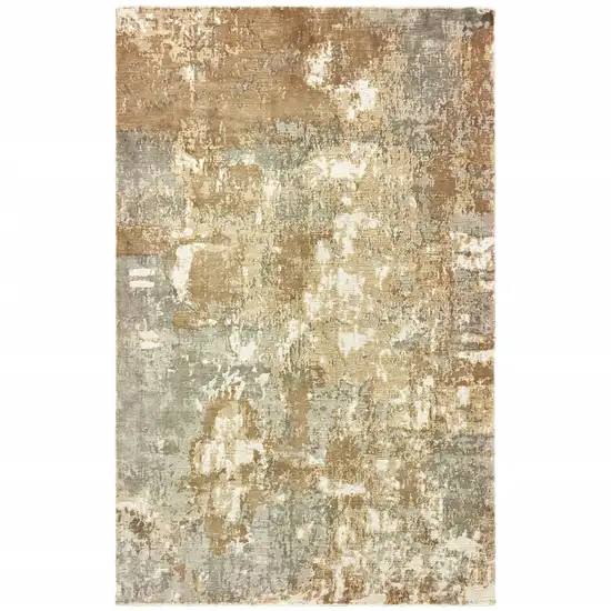 Grey And Brown Abstract Hand Loomed Stain Resistant Area Rug Photo 1