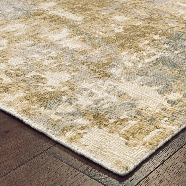 Grey And Brown Abstract Hand Loomed Stain Resistant Area Rug Photo 3