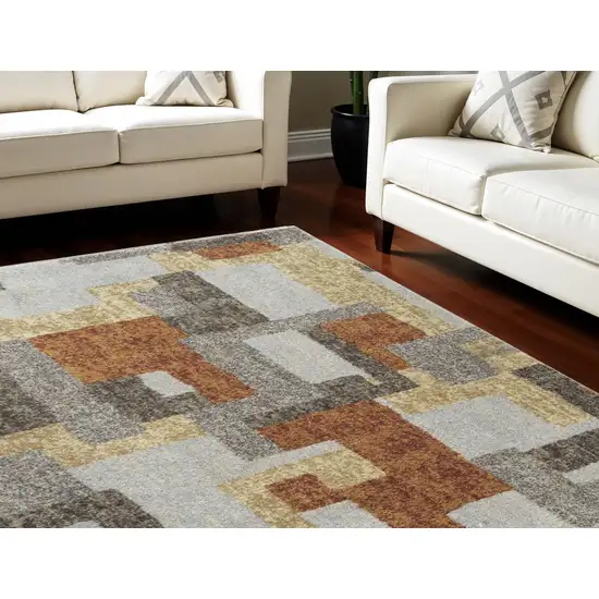 Grey And Brown Geometric Area Rug Photo 1