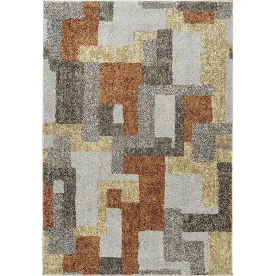 Grey And Brown Geometric Area Rug Photo 2