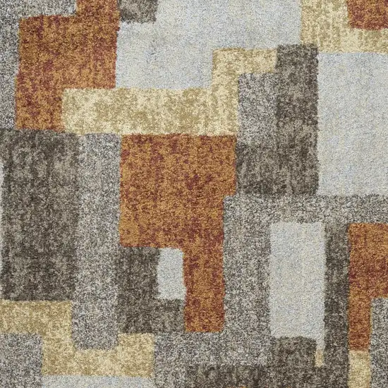 Grey And Brown Geometric Area Rug Photo 3